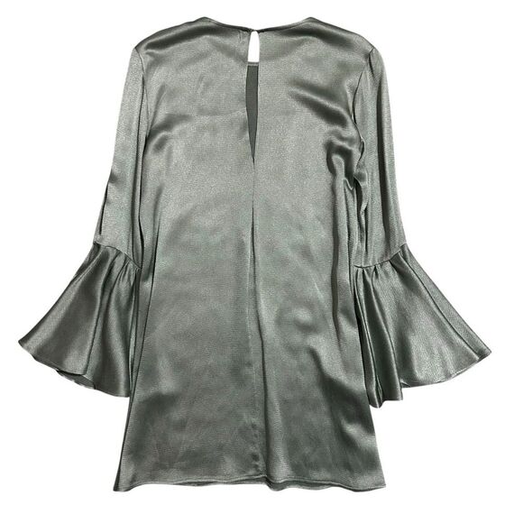 ALEXIS ($498) Pewter Textured Bell Sleeve Dress S - Picture 6 of 15